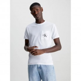 Тениска Calvin klein jeans Core Monologo Pocket Slim short sleeve T-shirt - White (Bright White) тениска,мъжки,тениски,calvin,klein,jeans,core,monologo,pocket,slim,short,sleeve,t,shirt,white,(bright,white)