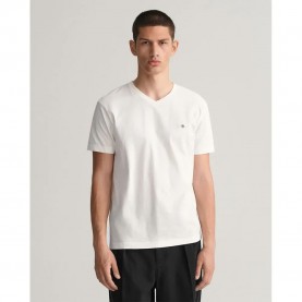 тениска,мъжки,тениски,gant,shield,short,sleeve,v,neck,t,shirt,white