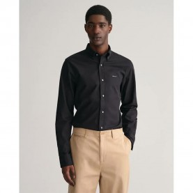 риза,с,дълъг,ръкав,мъжки,ризи,gant,slim,pinpoint,oxford,long,sleeve,shirt,black,(black)