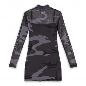 Рокля Grimey Tusker Temple Micro Mesh long sleeve short dress - Grey (Black) рокля,дамски,поли,и,рокли,grimey,tusker,temple,micro,mesh,long,sleeve,short,dress,grey,(black)