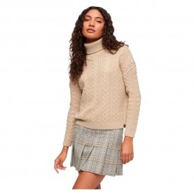 блуза,дамски,пуловери,дамски,плетени,дрехи,superdry,drop,shoulder,cable,roll,neck,sweater,beige,(mid,caramel,twist)