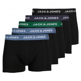 боксерки,мъжко,бельо,jack,&,jones,solid,boxers,5,units,black,(black,detail,blue,waistband)