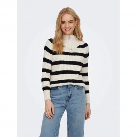 блуза,дамски,пуловери,дамски,плетени,дрехи,only,leise,freya,half,zip,sweater,beige,(birch,stripes,black)