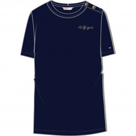 тениска,дамски,тениски,tommy,hilfiger,reg,gold,button,short,sleeve,t,shirt,blue