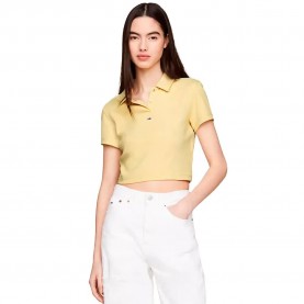 дънки,дамски,блузи,с,яка,tommy,jeans,crp,essential,rib,short,sleeve,polo,lemon,zest,(yellow)