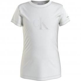 Тениска Calvin klein jeans Metallic Monogram Slim short sleeve T-shirt - White (Bright White) тениска,детски,тениски,calvin,klein,jeans,metallic,monogram,slim,short,sleeve,t,shirt,white,(bright,white)
