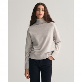 блуза,дамски,пуловери,дамски,плетени,дрехи,gant,superfine,lambswool,stand,collar,sweater,grey