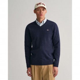 блуза,мъжки,пуловери,gant,superfine,lambswool,v,neck,sweater,dark,navy,melange,(blue)