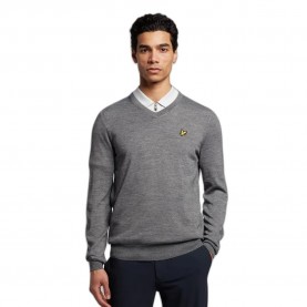 блуза,мъжки,горнища,за,голф,lyle,&,scott,v,neck,sweater,mid,grey,marl