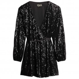 рокля,дамски,поли,и,рокли,superdry,sequin,wrap,long,sleeve,short,dress,black