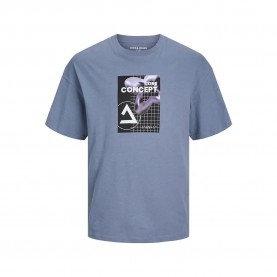 тениска,мъжки,тениски,jack,&,jones,flower,text,gc,short,sleeve,t,shirt,flint,stone,(blue)
