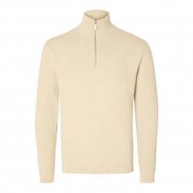 блуза,мъжки,пуловери,selected,dane,half,zip,sweater,oatmeal,(beige)
