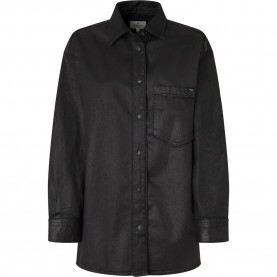 риза,с,дълъг,ръкав,дамски,блузи,дамски,ризи,pepe,jeans,alix,coated,long,sleeve,shirt,denim,9.5oz,black,lightweight,denim