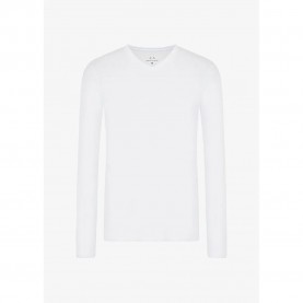 тениска,мъжки,тениски,armani,exchange,8nzm99,zja5z,long,sleeve,v,neck,t,shirt,white