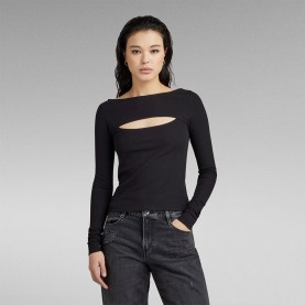 тениска,дамски,тениски,g,star,cut,out,slim,boat,t,long,sleeve,t,shirt,black
