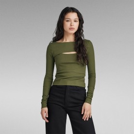 тениска,дамски,тениски,g,star,cut,out,slim,boat,t,long,sleeve,t,shirt,green