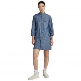 Рокля G-Star D24745-D186 long sleeve short dress - Blue (Rinsed) рокля,дамски,поли,и,рокли,g,star,d24745,d186,long,sleeve,short,dress,blue,(rinsed)