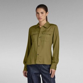 риза,с,дълъг,ръкав,дамски,блузи,дамски,ризи,g,star,fitted,officer,long,sleeve,shirt,green,(dark,olive)