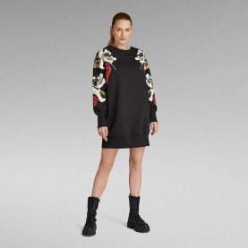 рокля,дамски,поли,и,рокли,g,star,loose,graphic,long,sleeve,short,dress,black