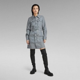 Рокля G-Star Military long sleeve short dress - Grey (Axis) рокля,дамски,поли,и,рокли,g,star,military,long,sleeve,short,dress,grey,(axis)