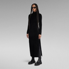 рокля,дамски,поли,и,рокли,g,star,velvet,slit,long,sleeve,short,dress,black