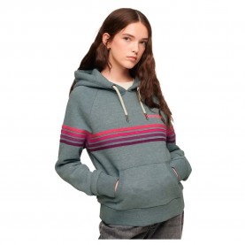 Суичър Superdry Rainbow Stripe Logo hoodie - Blue (Washed Denim Blue Marl) суичър,дамски,блузи,superdry,rainbow,stripe,logo,hoodie,blue,(washed,denim,blue,marl)