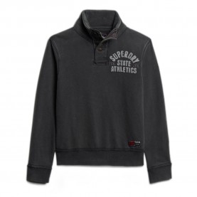 блуза,мъжки,пуловери,superdry,vintage,athletic,henley,half,zip,sweatshirt,black
