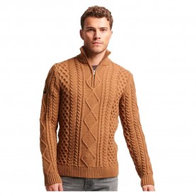 Блуза Superdry Vintage Jacob Henley half zip sweater - Brown (Classic Brown Camel) блуза,мъжки,пуловери,superdry,vintage,jacob,henley,half,zip,sweater,brown,(classic,brown,camel)