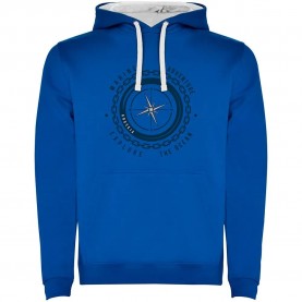 Суичър Kruskis Compass Two-Colour hoodie - Blue (Royal Blue / White) суичър,мъжки,пуловери,дамски,пуловери,kruskis,compass,two,colour,hoodie,blue,(royal,blue,white)