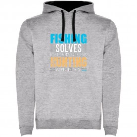 Суичър Kruskis Fishing Solves Two-Colour hoodie - Grey (Heather Grey / Black) суичър,мъжки,пуловери,дамски,пуловери,kruskis,fishing,solves,two,colour,hoodie,grey,(heather,grey,black)