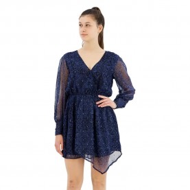 Рокля Pepe jeans Camille long sleeve short dress - Blue (Dulwich Blue) рокля,дамски,поли,и,рокли,pepe,jeans,camille,long,sleeve,short,dress,blue,(dulwich,blue)