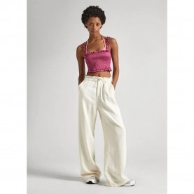 Панталони Pepe jeans Loose St Ecru high waist pants - Pink (Canvas White) панталони,дамски,панталони,pepe,jeans,loose,st,ecru,high,waist,pants,pink,(canvas,white)