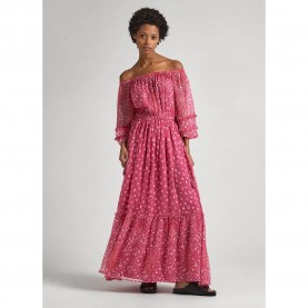 рокля,дамски,поли,и,рокли,pepe,jeans,marlene,long,sleeve,long,dress,pink