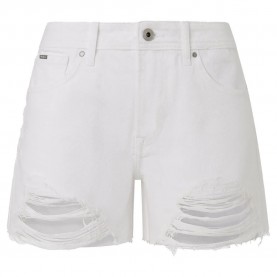 Къси панталони Pepe jeans Relaxed Mw Fit denim shorts - White (Denim Tb9) къси,панталони,дамски,панталони,pepe,jeans,relaxed,mw,fit,denim,shorts,white,(denim,tb9)