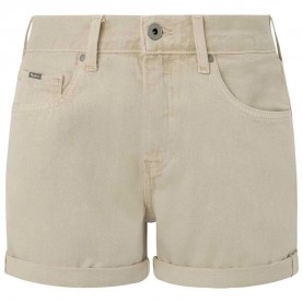 къси,панталони,дамски,панталони,pepe,jeans,straight,fit,high,waist,denim,shorts,malt,beige,(beige)