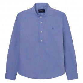 риза,с,дълъг,ръкав,детски,ризи,hackett,chambray,half,placket,long,sleeve,shirt,chambray,blue,(blue)