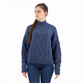 блуза,дамски,пуловери,дамски,плетени,дрехи,superdry,aran,cable,knit,high,neck,sweater,vintage,denim,blue,(blue)