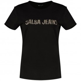 тениска,дамски,тениски,salsa,jeans,beads,detail,branding,short,sleeve,t,shirt,black,(black)