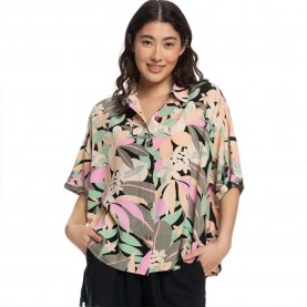 Риза с къс ръкав Roxy Beach Nostalgia short sleeve shirt - Multicolor (Anthracite Palm Song) риза,с,къс,ръкав,дамски,ризи,roxy,beach,nostalgia,short,sleeve,shirt,multicolor,(anthracite,palm,song)