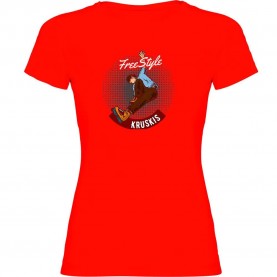 тениска,дамски,тениски,kruskis,freestyle,rollers,short,sleeve,t,shirt,red