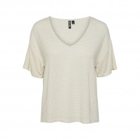 тениска,дамски,тениски,pieces,billo,oversized,short,sleeve,v,neck,t,shirt,bright,white,detail,gold,lurex,(beige)