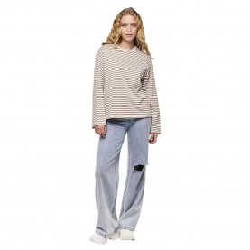 тениска,дамски,тениски,pieces,sadie,long,sleeve,t,shirt,cloud,dancer,stripes,fossil,(brown)