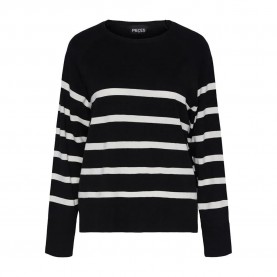 блуза,дамски,пуловери,дамски,плетени,дрехи,pieces,sia,sweater,black,stripes,white,(multicolor)