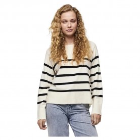 блуза,дамски,пуловери,дамски,плетени,дрехи,pieces,sia,sweater,white,stripes,black,(beige)