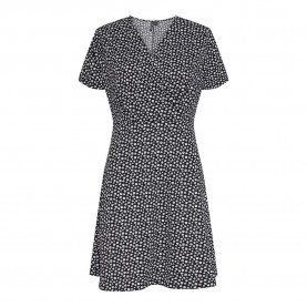 рокля,дамски,поли,и,рокли,pieces,sienna,short,sleeve,short,dress,multicolor,(black,aop,flower)