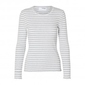 тениска,дамски,тениски,selected,anna,stripe,long,sleeve,t,shirt,grey,(light,grey,melange,stripes,w,snow,white,stripes)