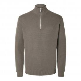 блуза,мъжки,пуловери,selected,dane,half,zip,sweater,morel,(grey)