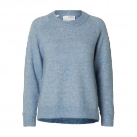 блуза,дамски,пуловери,дамски,плетени,дрехи,selected,lulu,sweater,blue,(endless,sky,detail,melange)