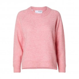 блуза,дамски,пуловери,дамски,плетени,дрехи,selected,lulu,sweater,peony,detail,melange,(pink)