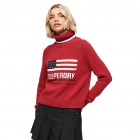 блуза,дамски,пуловери,дамски,плетени,дрехи,superdry,americana,knit,high,neck,sweater,red